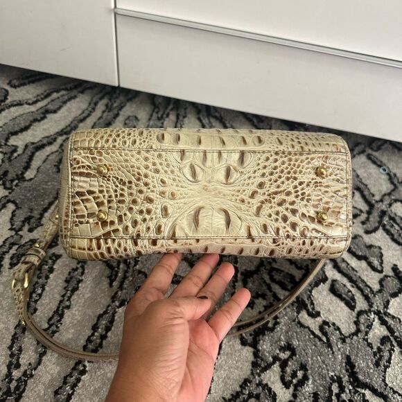 Brahmin mini Arno Tote| Tan Crocodile Embossed Leather Satchel - Picture 6 of 14